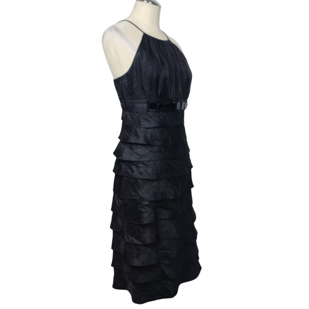 Cache Black Ruffle Tiered Sleeveless Back Zip Dress 8 - Picture 3 of 9
